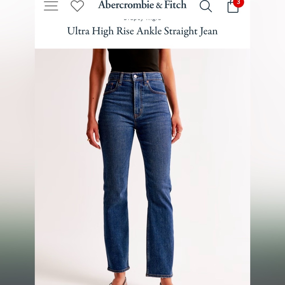 Abercrombie Women's
Ultra High Rise Ankle Straight Jean (Dark) sz 25 inseam 29”